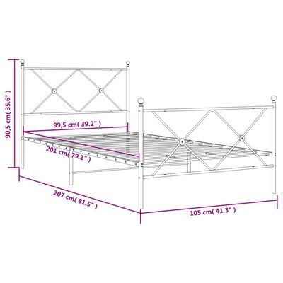 vidaXL Bettgestell mit Kopf- und Fußteil Metall Weiß 100x200 cm