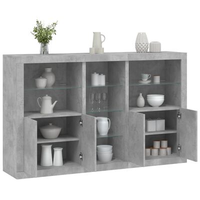 vidaXL Sideboard mit LED-Leuchten Betongrau 162x37x100 cm