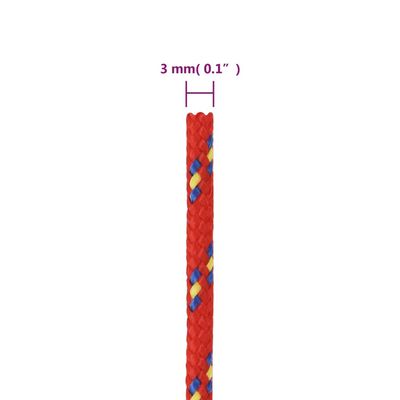 vidaXL Bootsseil Rot 3 mm 100 m Polypropylen