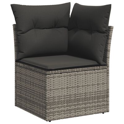 vidaXL 7-tlg. Garten-Sofagarnitur mit Kissen Grau Poly Rattan