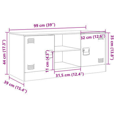 vidaXL TV-Schrank Anthrazit 99x39x44 cm Stahl