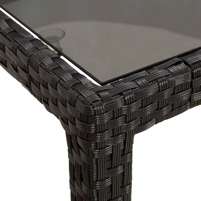 vidaXL Gartentisch Schwarz 250x100x75 cm Gehärtetes Glas Poly Rattan