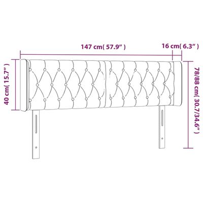 vidaXL LED Kopfteil Dunkelbraun 147x16x78/88 cm Stoff