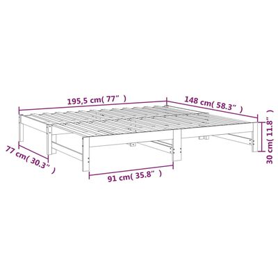 vidaXL Tagesbett Ausziehbar 2x(75x190) cm Massivholz Kiefer