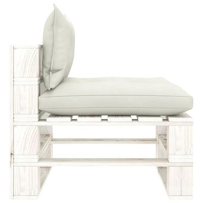 vidaXL 7-tlg. Paletten-Lounge-Set mit Kissen in Beige Holz