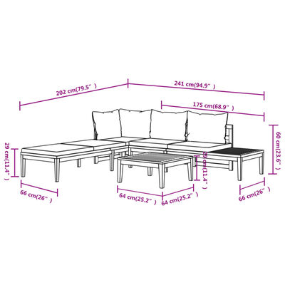 vidaXL 3-tlg. Garten-Lounge-Set mit Dunkelgrauen Kissen Massivholz Akazie