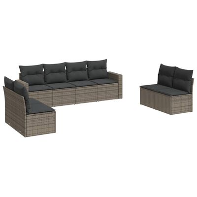 vidaXL 8-tlg. Garten-Sofagarnitur mit Kissen Grau Poly Rattan