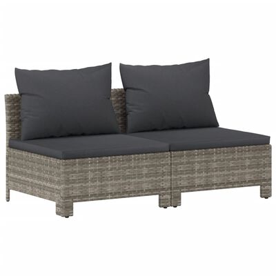 vidaXL 7-tlg. Garten-Lounge-Set mit Kissen Grau Poly Rattan