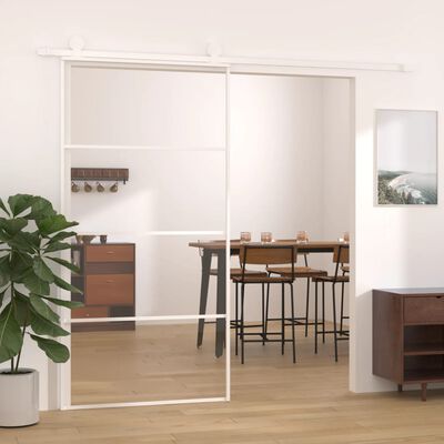 vidaXL Schiebetür ESG Glas und Aluminium 102,5x205 cm Weiß