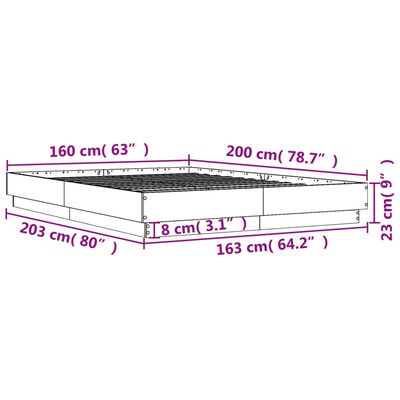 vidaXL Bettgestell Betongrau 160x200 cm Holzwerkstoff