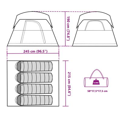 vidaXL Campingzelt 4 Personen Blau Wasserdicht