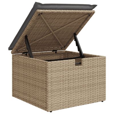 vidaXL 7-tlg. Garten-Sofagarnitur mit Kissen Beige Poly Rattan