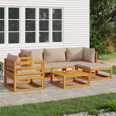 vidaXL 6-tlg. Garten-Lounge-Set mit Taupe Kissen Massivholz