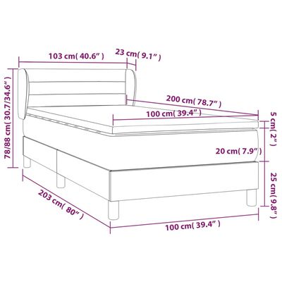 vidaXL Boxspringbett mit Matratze Creme 100x200 cm Stoff