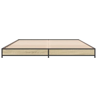 vidaXL Bettgestell Sonoma-Eiche 120x190 cm Holzwerkstoff und Metall