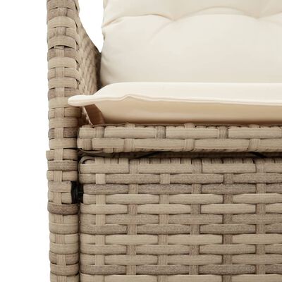 vidaXL Gartensofa 2-Sitzer Verstellbar mit Tisch Beige Poly Rattan