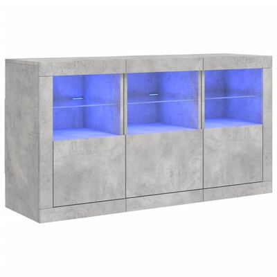 vidaXL Sideboard mit LED-Leuchten Betongrau 123x37x67 cm