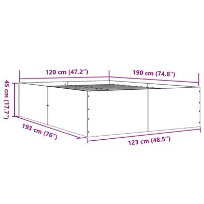 vidaXL Bettgestell Räuchereiche 120x190 cm Holzwerkstoff