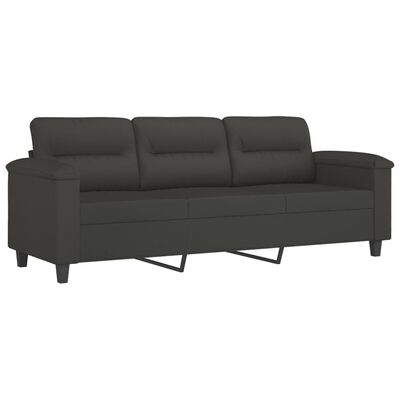 vidaXL 3-Sitzer-Sofa mit Kissen Dunkelgrau 180 cm Mikrofasergewebe