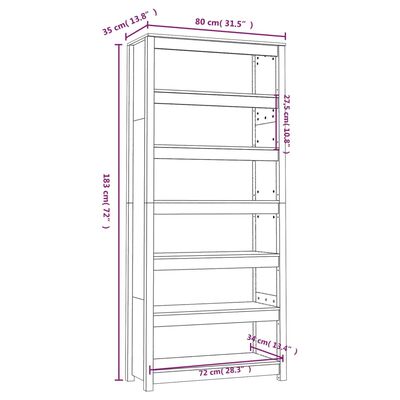 vidaXL Bücherregal Grau 80x35x183 cm Massivholz Kiefer