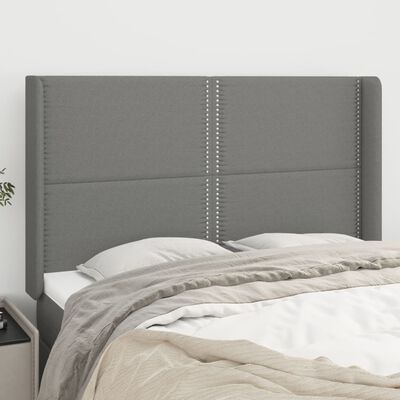 vidaXL Kopfteil mit Ohren Dunkelgrau 147x16x118/128 cm Stoff