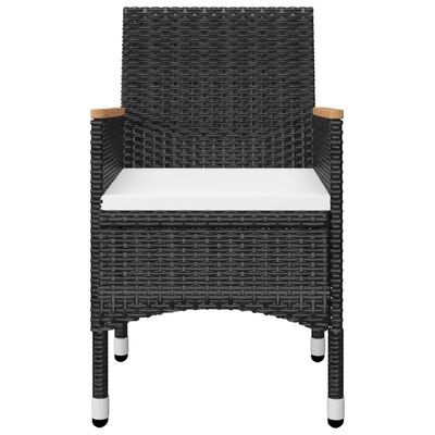 vidaXL 3-tlg. Bistro-Set Poly Rattan und Akazienholz Schwarz