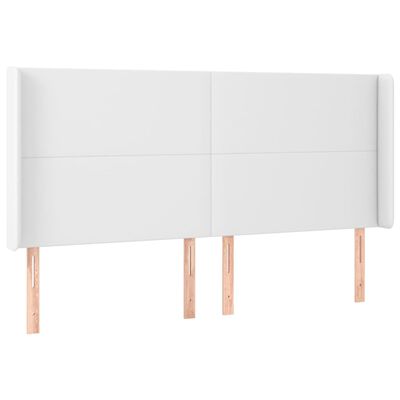 vidaXL LED Kopfteil Weiß 183x16x118/128 cm Kunstleder