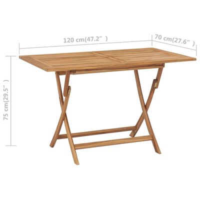 vidaXL Gartentisch Klappbar 120x70x75 cm Massivholz Teak