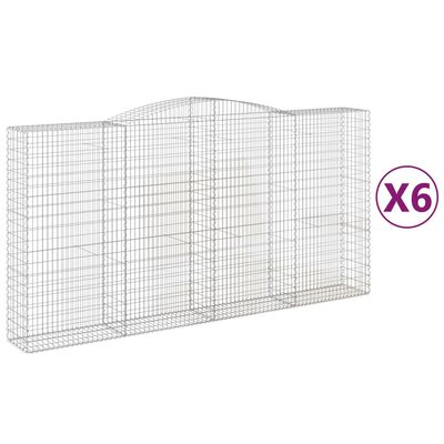 vidaXL Gabionen mit Hochbogen 6 Stk. 400x50x200/220cm Verzinktes Eisen