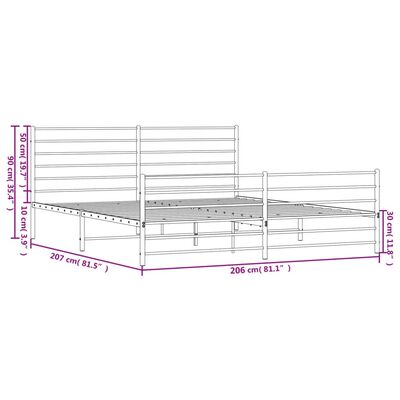 vidaXL Bettgestell mit Kopf- und Fußteil Metall Weiß 200x200 cm