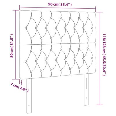 vidaXL LED Kopfteil Hellgrau 90x7x118/128 cm Samt