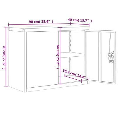 vidaXL Aktenschrank Schwarz 90x40x70 cm Stahl