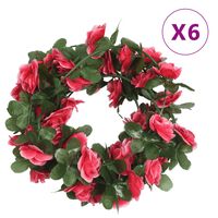 vidaXL Künstliche Blumengirlanden 6 Stk. Rosenrot 250 cm