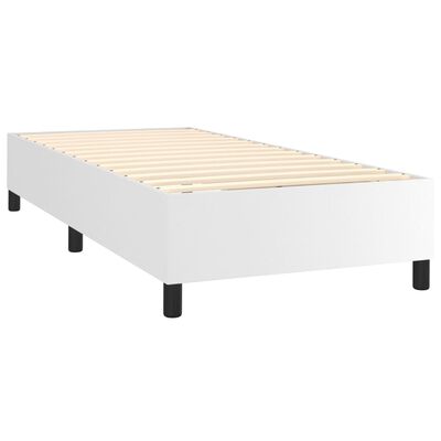 vidaXL Boxspringbett mit Matratze Weiß 90x200 cm Kunstleder