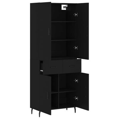 vidaXL Highboard Schwarz 69,5x34x180 cm Holzwerkstoff