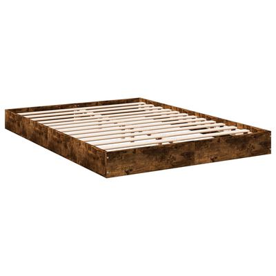 vidaXL Bettgestell ohne Matratze Räuchereiche 140x190 cm Holzwerkstoff