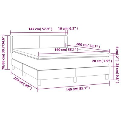 vidaXL Boxspringbett mit Matratze Schwarz 140x200 cm Kunstleder