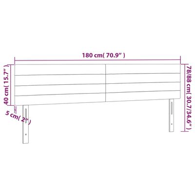 vidaXL LED Kopfteil Dunkelbraun 180x5x78/88 cm Stoff