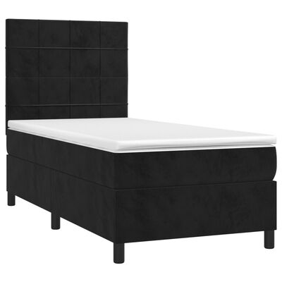 vidaXL Boxspringbett mit Matratze & LED Schwarz 90x190 cm Samt