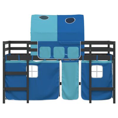 vidaXL Kinderhochbett mit Tunnel Blau 80x200 cm Massivholz Kiefer