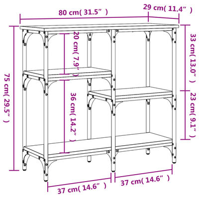 vidaXL Konsolentisch Grau Sonoma 80x29x75 cm Holzwerkstoff