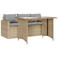 vidaXL 2-tlg. Garten-Essgruppe mit Kissen Beige Poly Rattan