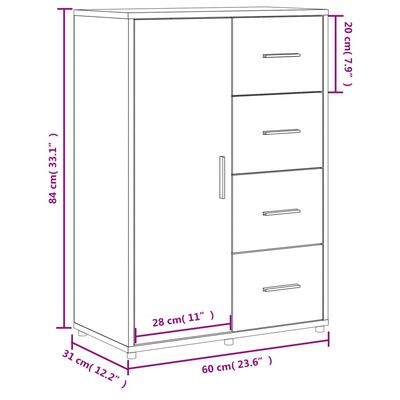 vidaXL Sideboard Schwarz 60x31x84 cm Holzwerkstoff