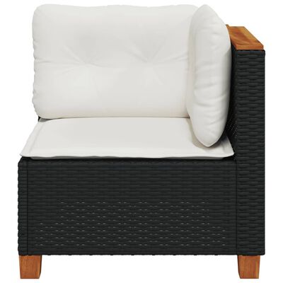 vidaXL Garten-Ecksofas mit Kissen 2 Stk. Schwarz Poly Rattan