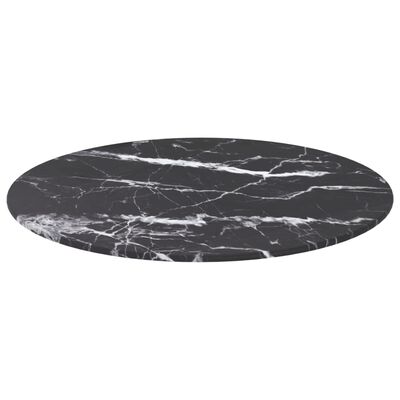 vidaXL Tischplatte Schwarz Ø50x0,8 cm Hartglas in Marmoroptik