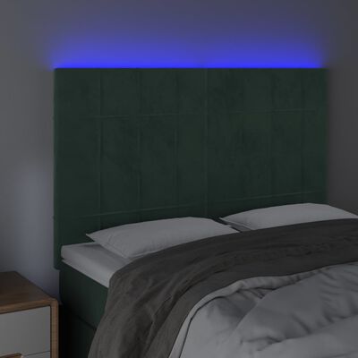 vidaXL LED Kopfteil Dunkelgrün 144x5x118/128 cm Samt