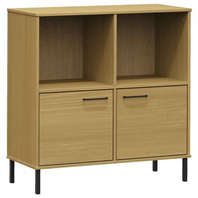 vidaXL Bücherregal OSLO mit Metallbeinen Braun 90x35x90,5cm Massivholz