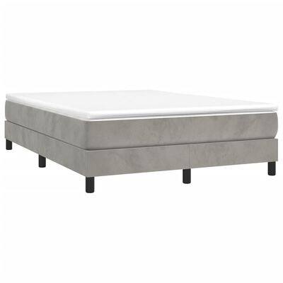 vidaXL Boxspringbett mit Matratze Hellgrau 140x190 cm Samt