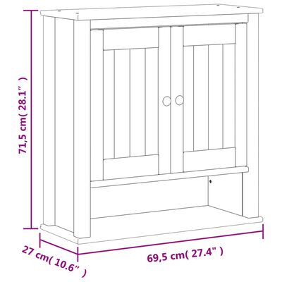 vidaXL Bad-Wandschrank BERG Weiß 69,5x27x71,5 cm Massivholz