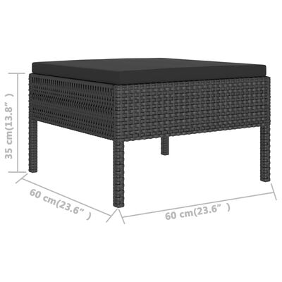 vidaXL 10-tlg. Garten-Lounge-Set mit Auflagen Poly Rattan Schwarz